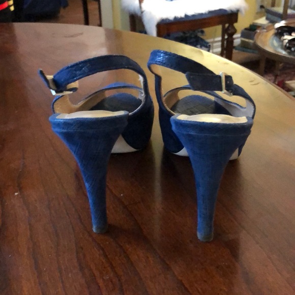 Ron White blue high heels sling back - Picture 3 of 3